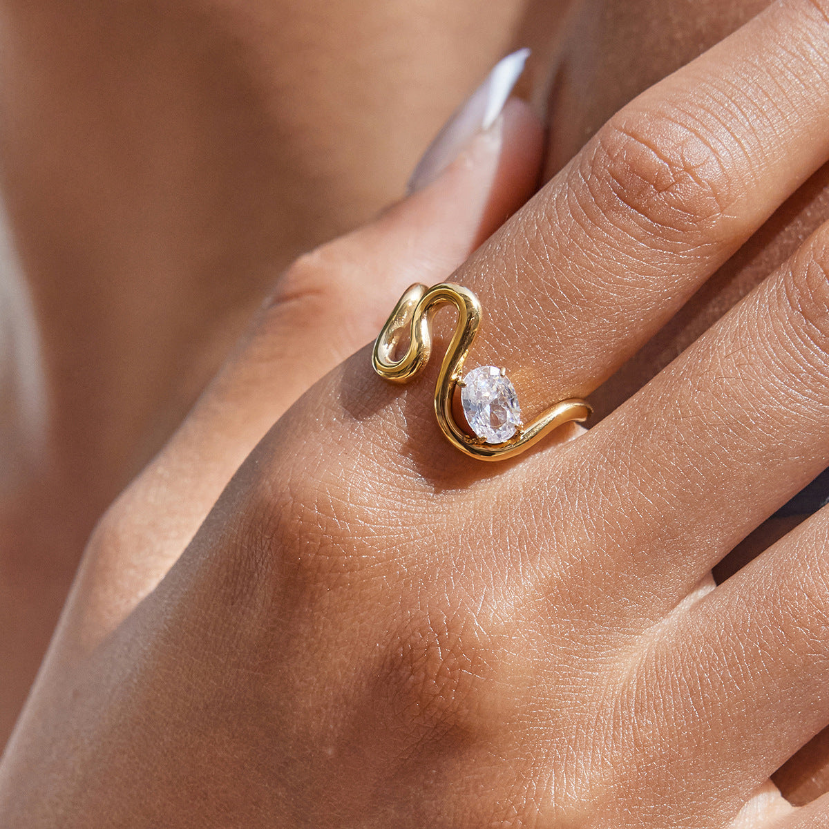 Stainless Steel Fine Ring Cubic Zirconia Ring Combination