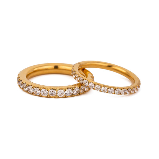 Stainless Steel 18K Gold PVD Full Diamond CZ Ring