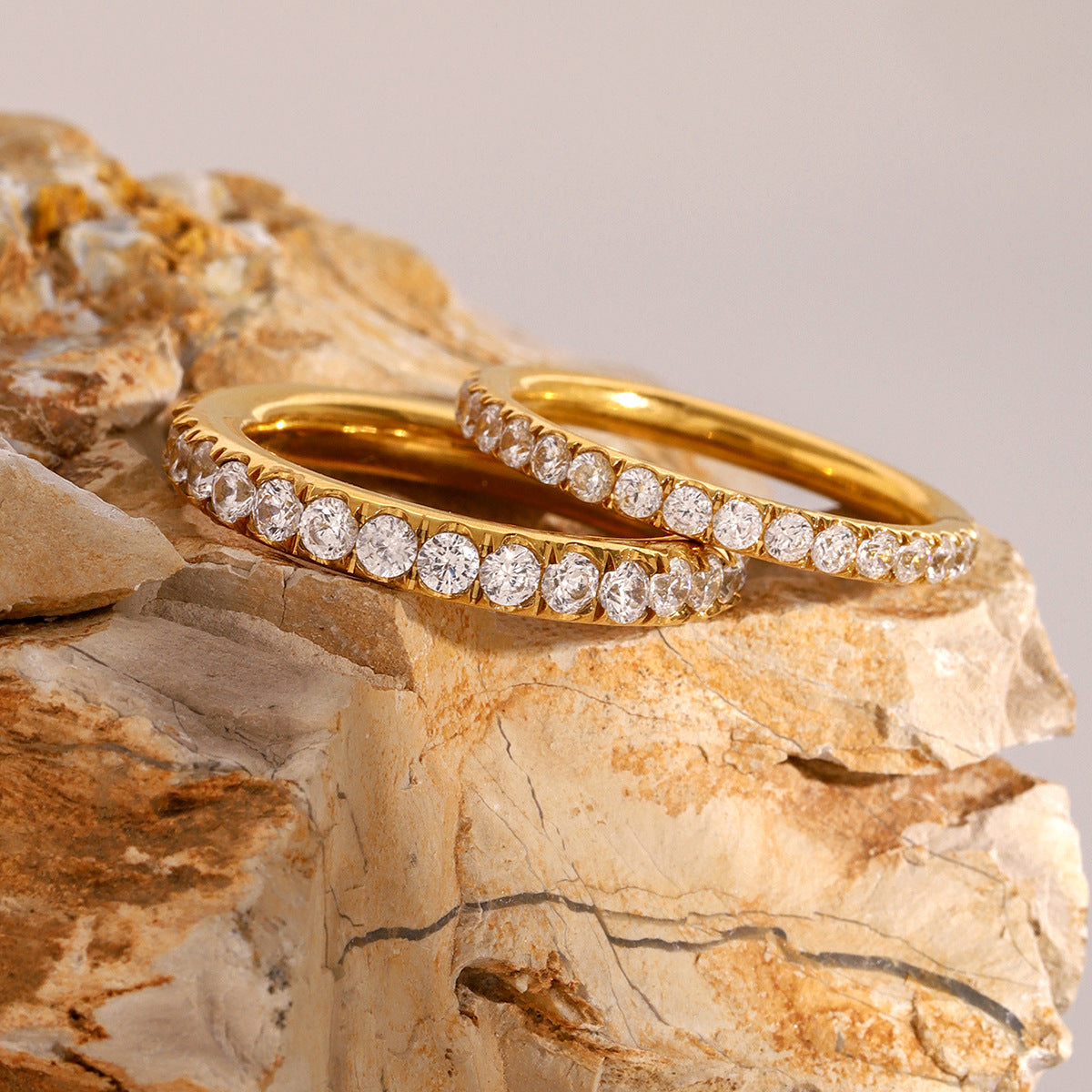 Stainless Steel 18K Gold PVD Full Diamond CZ Ring