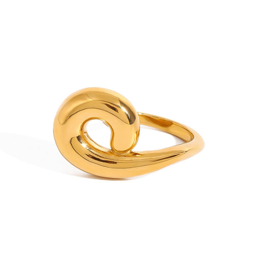 Stainless Steel 18K Gold PVD Water Drop Ring
