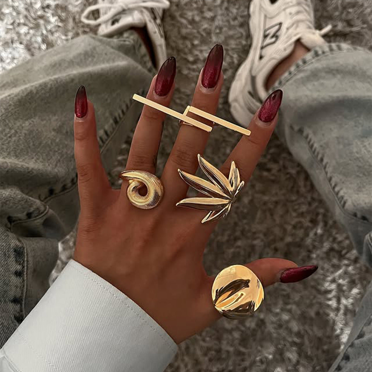 Stainless Steel 18K Gold PVD Water Drop Ring