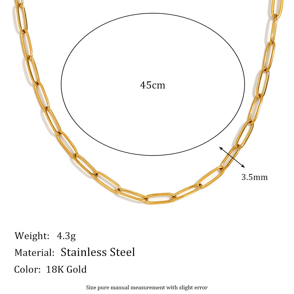 Stainless Steel 18K Gold PVD Paperclip Chain Necklace Bracelet Set