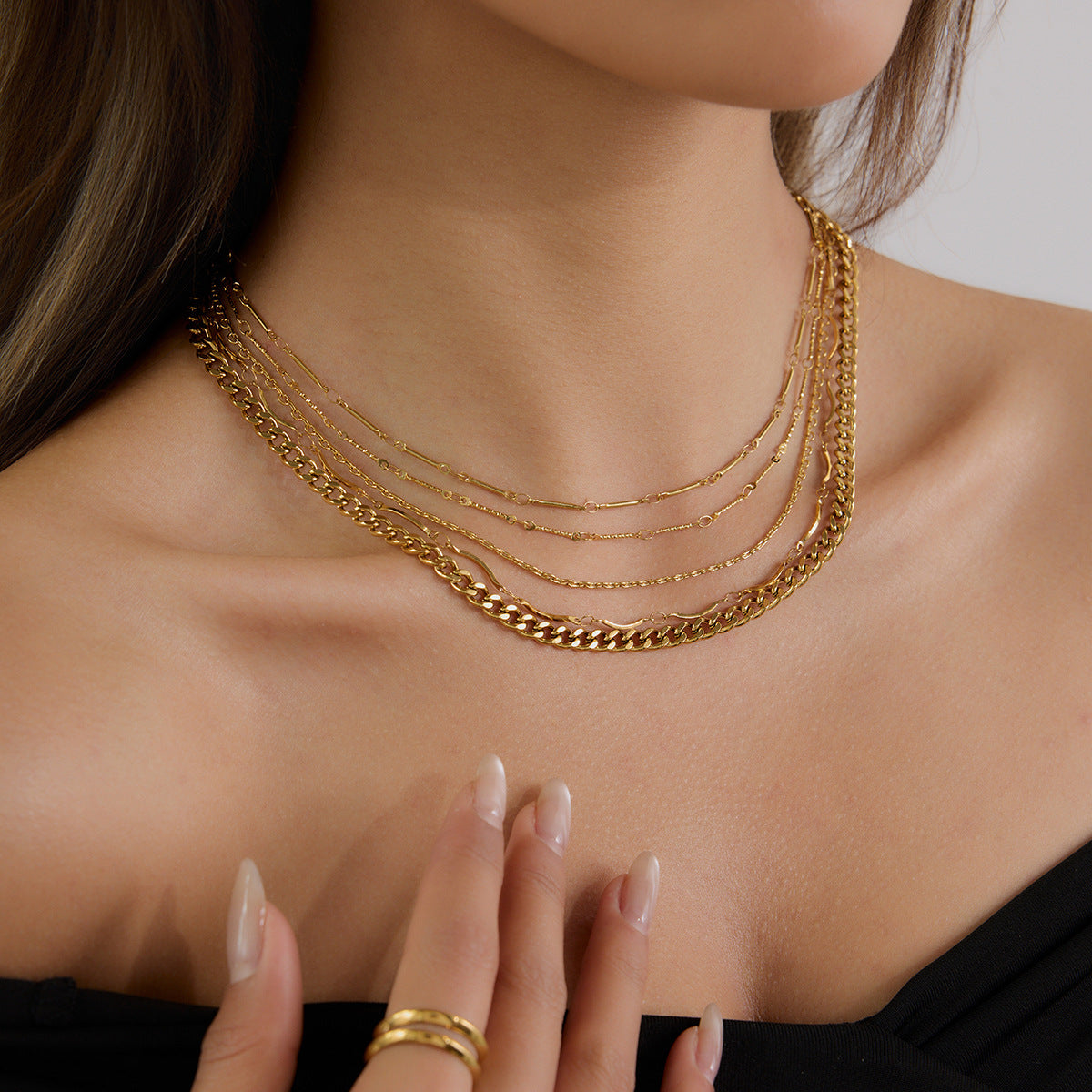 Stainless Steel Stacking Metal Chain Necklace