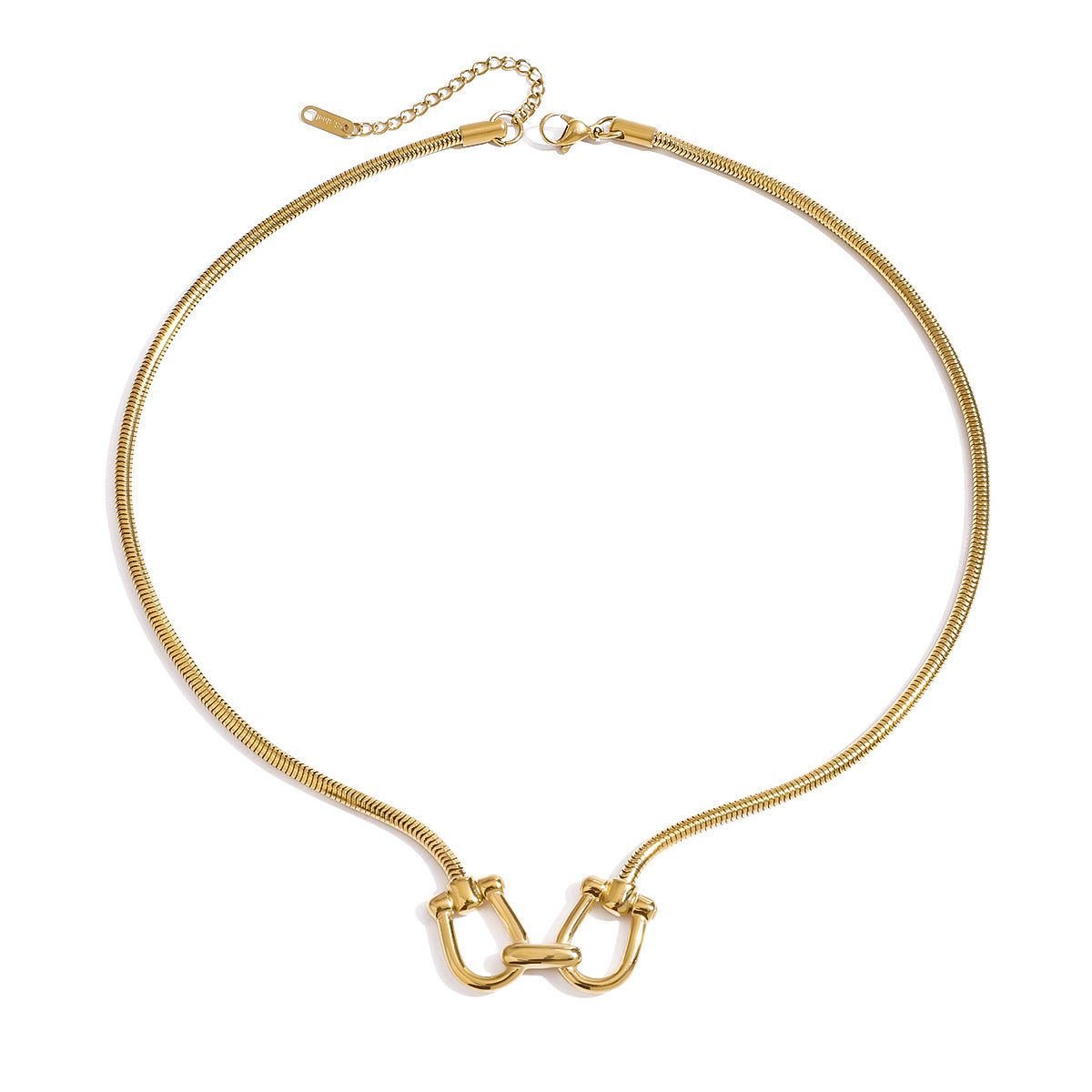 Stainless Steel U-shaped Horseshoe Snake Chain Necklace