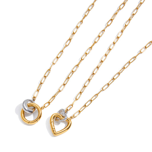 DIY Buckle Stainless Steel Heart Paperclip Chain Necklace