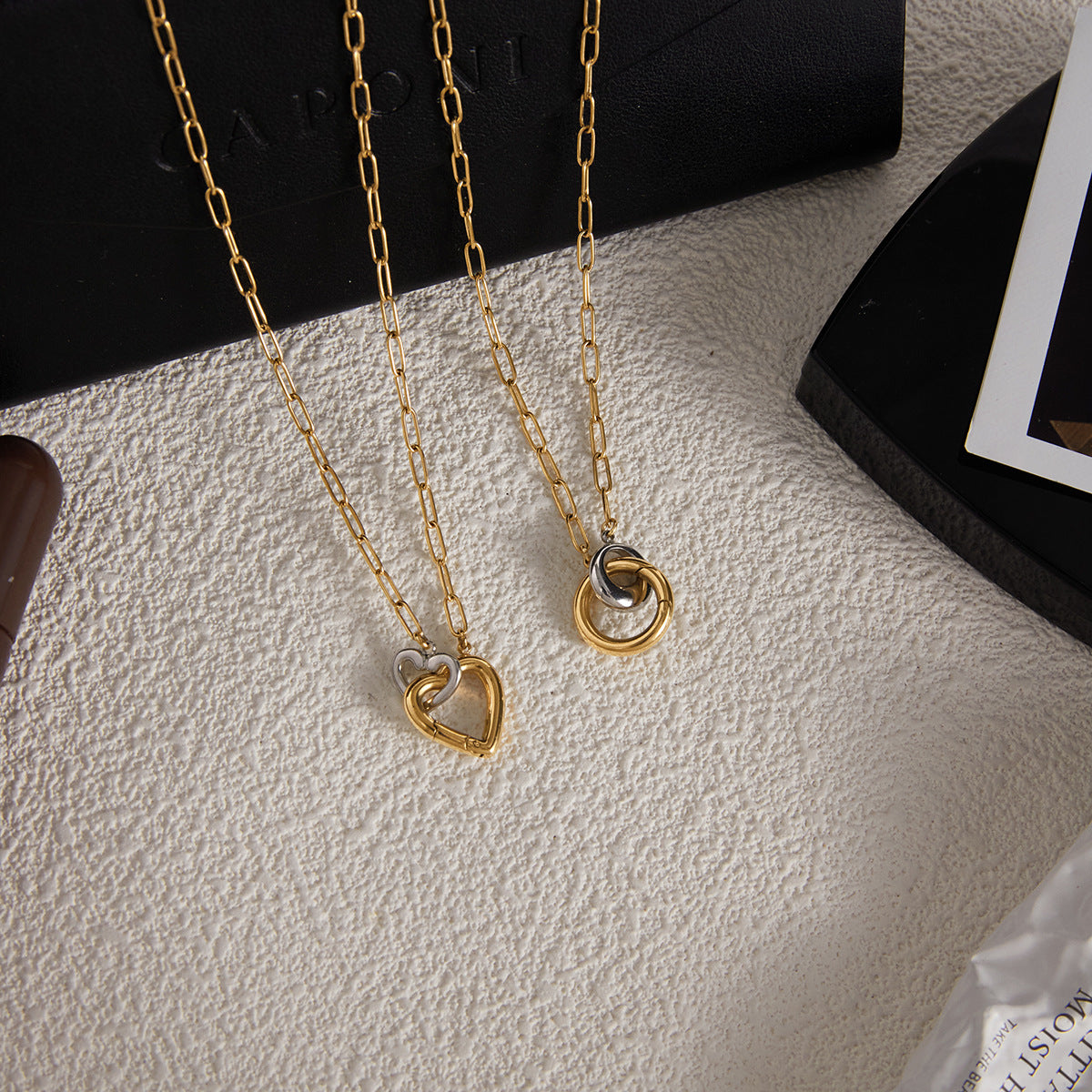 DIY Buckle Stainless Steel Heart Paperclip Chain Necklace