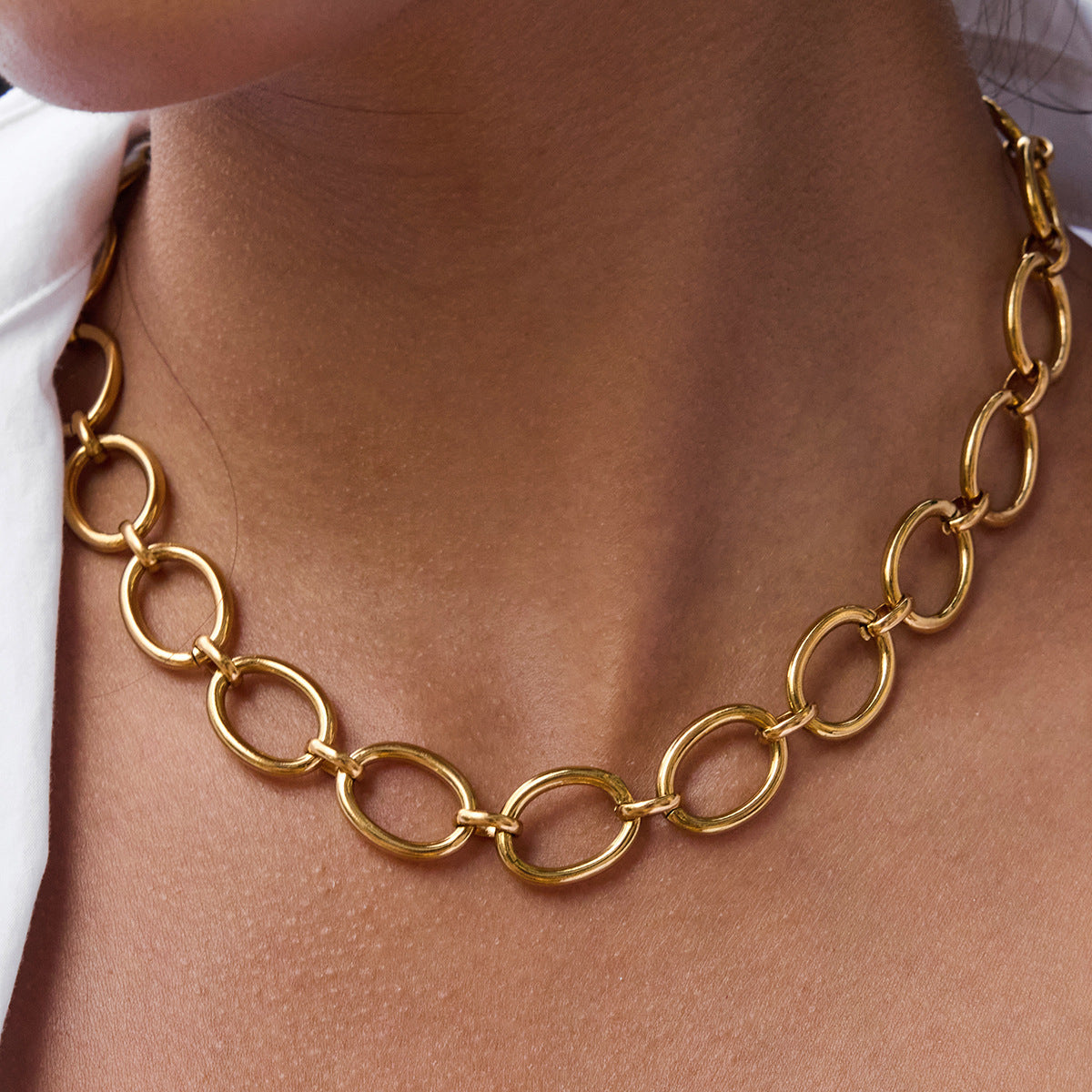 Stainless Steel Geometric Circle Necklace