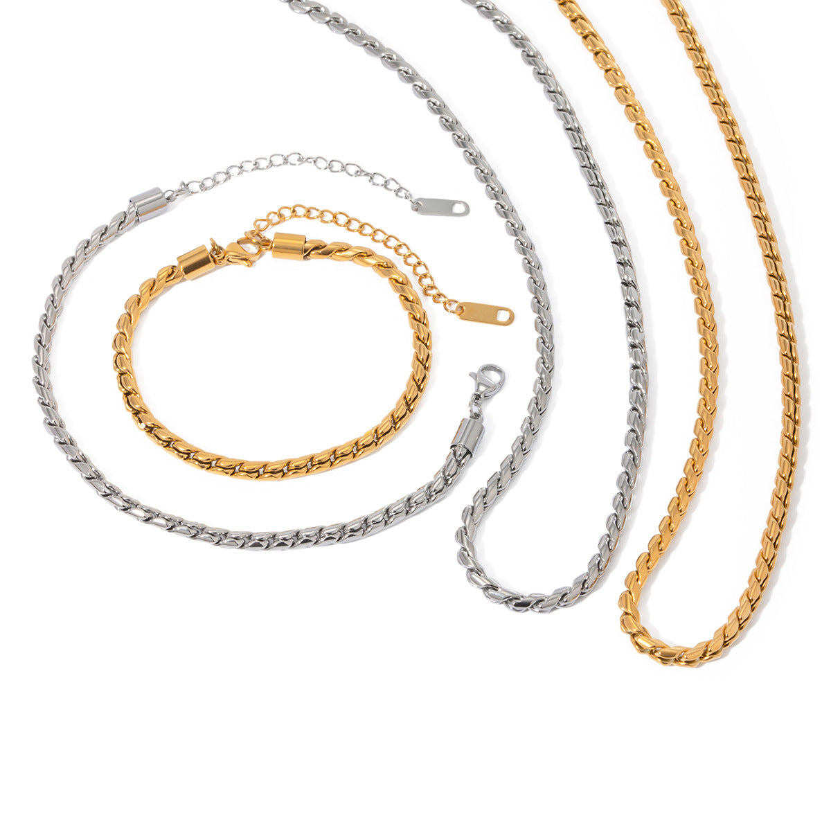 3mm Stainless Steel Round S-clasp Chain Necklace