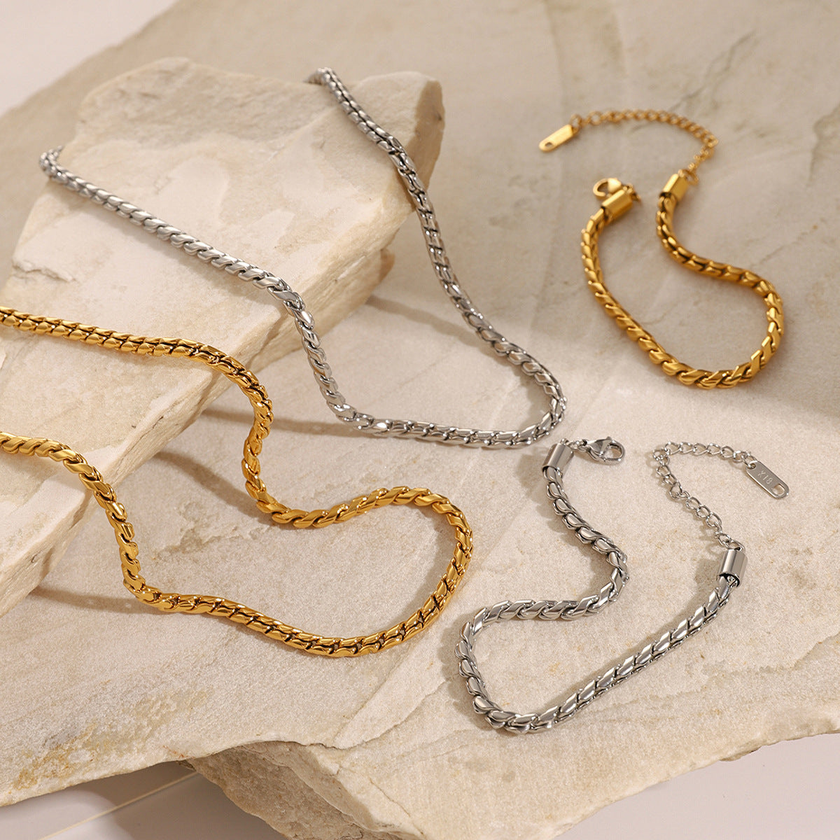 3mm Stainless Steel Round S-clasp Chain Necklace