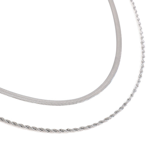 Stainless Steel Double-layer Snake Chain Rope Chain Necklace