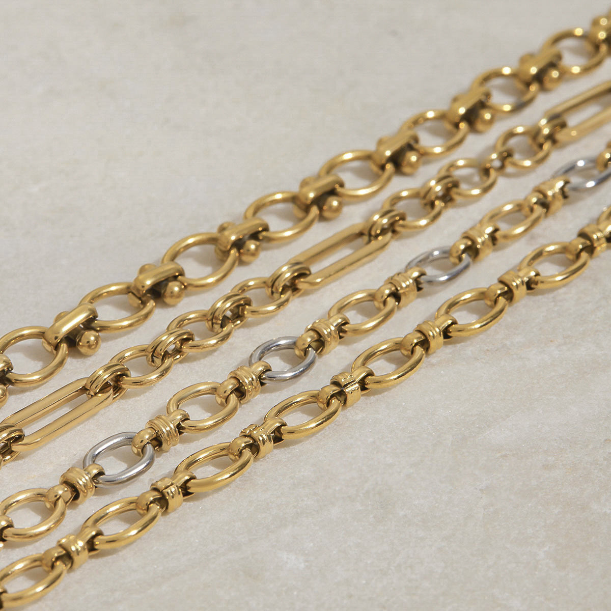 Stainless Steel 18K Gold PVD Plated Layered Chain Necklace