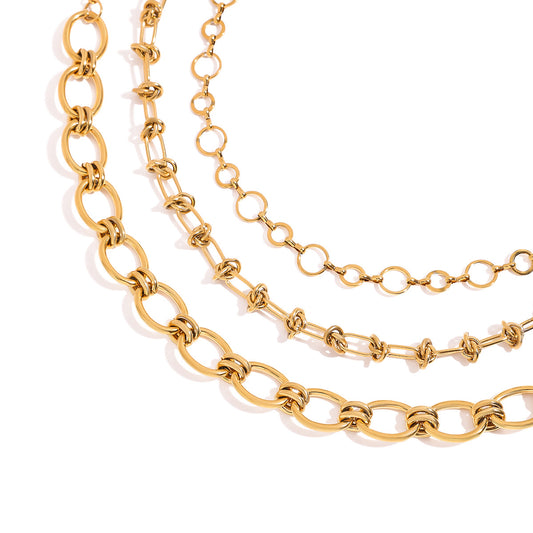 Stainless Steel Geometric Line Splicing Necklace