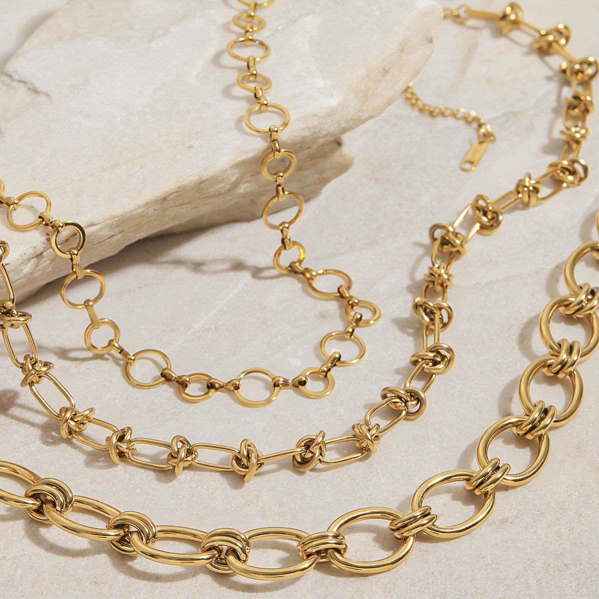 Stainless Steel Geometric Line Splicing Necklace