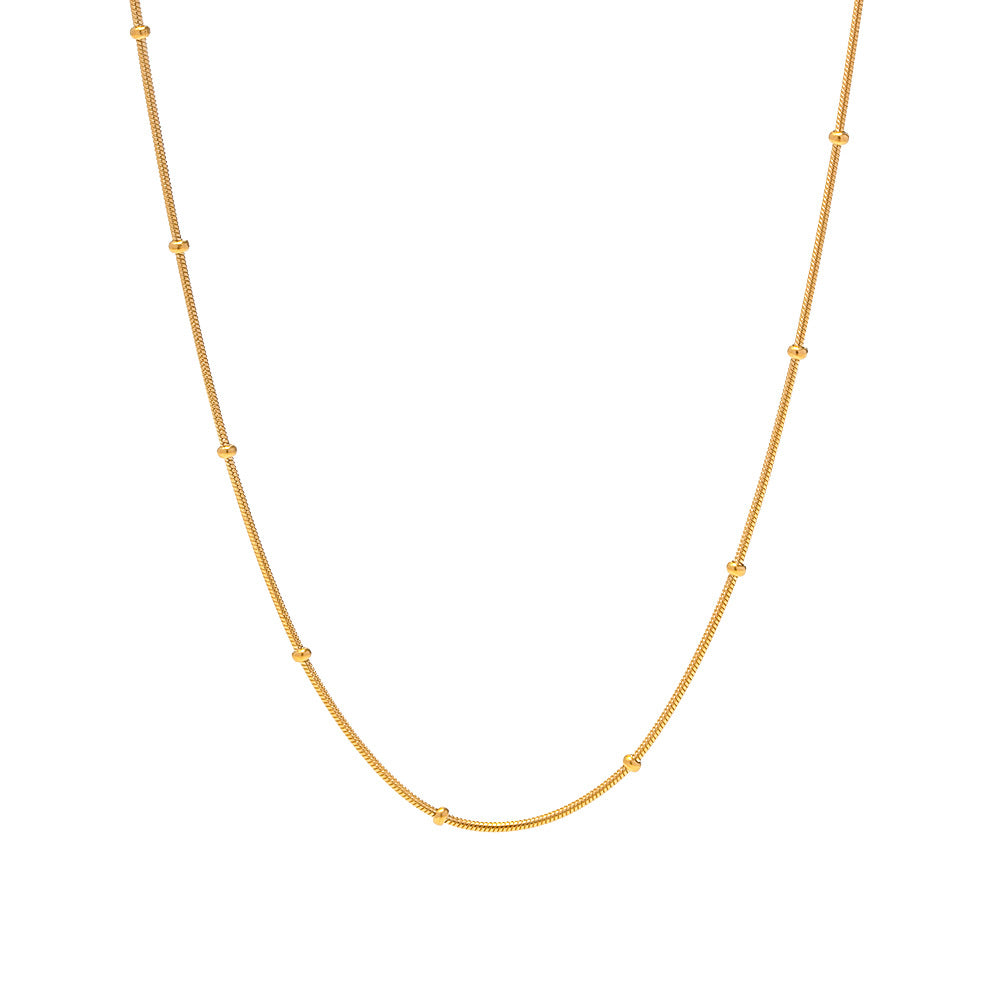 Stainless Steel Round Bead Snake Chain Necklace