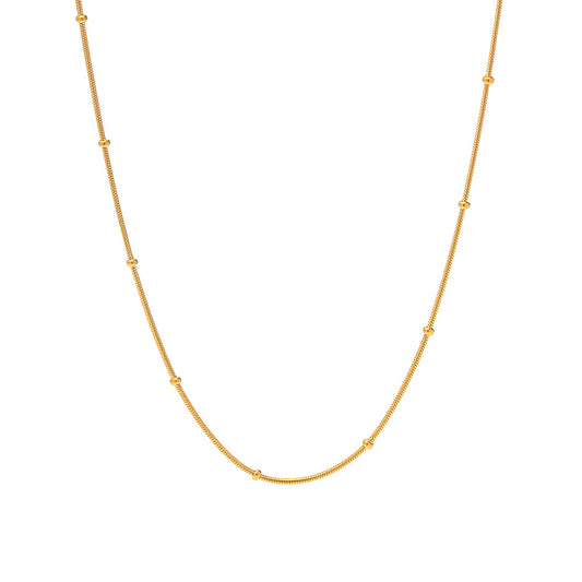 Stainless Steel Round Bead Snake Chain Necklace