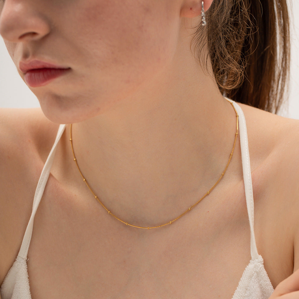 Stainless Steel Round Bead Snake Chain Necklace