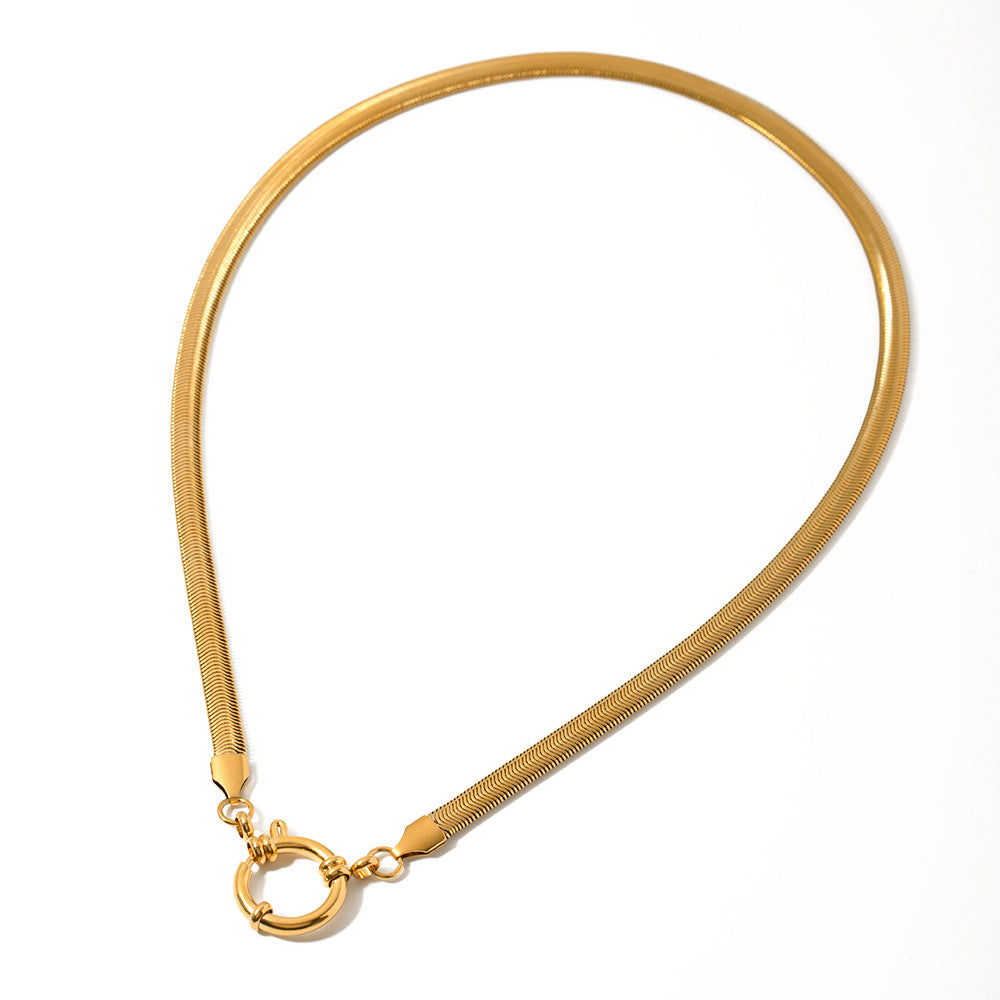 5MM Stainless Steel Spring Clasp Snake Chain Necklace