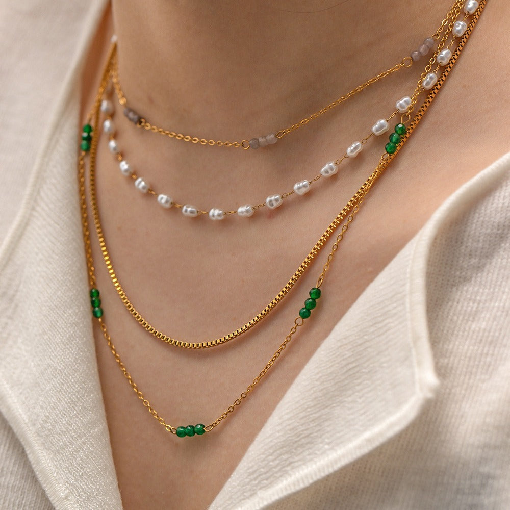 18K Gold PVD Stainless Steel Pearl Necklace