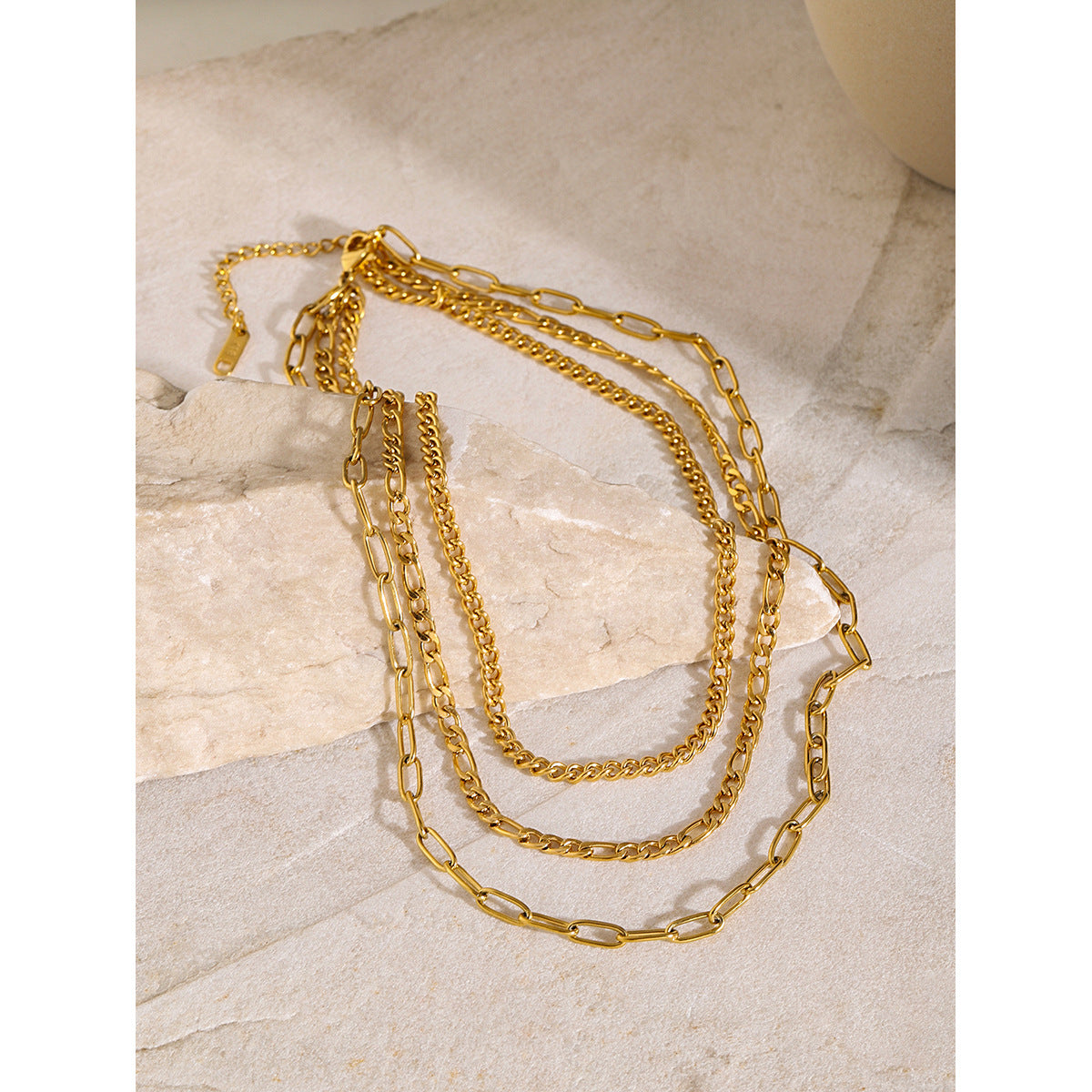 Stainless Steel 18K Gold PVD Three-layer Chain Necklace