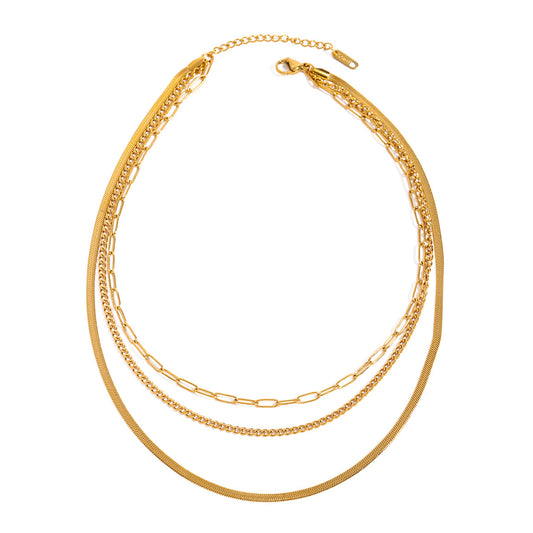 Stainless Steel Three-layer Stacked Clavicle Necklace