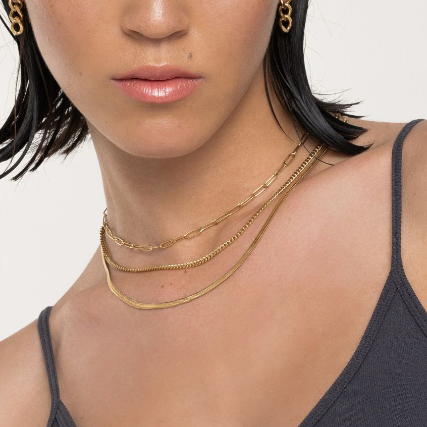 Stainless Steel Three-layer Stacked Clavicle Necklace