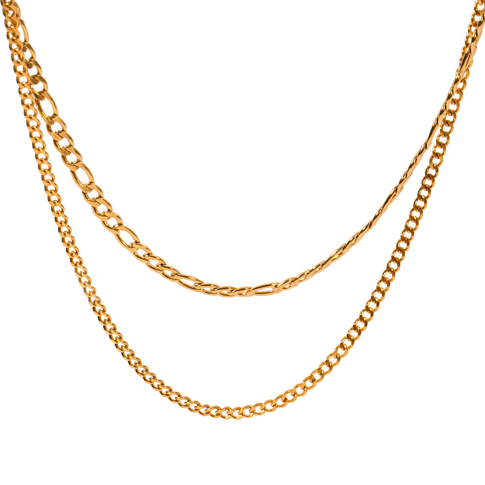 Stainless Steel Double-layer Figaro Chain Necklace