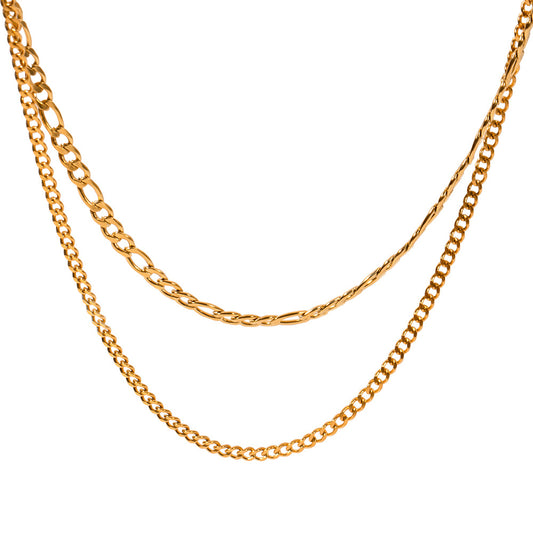 Stainless Steel Double-layer Figaro Chain Necklace