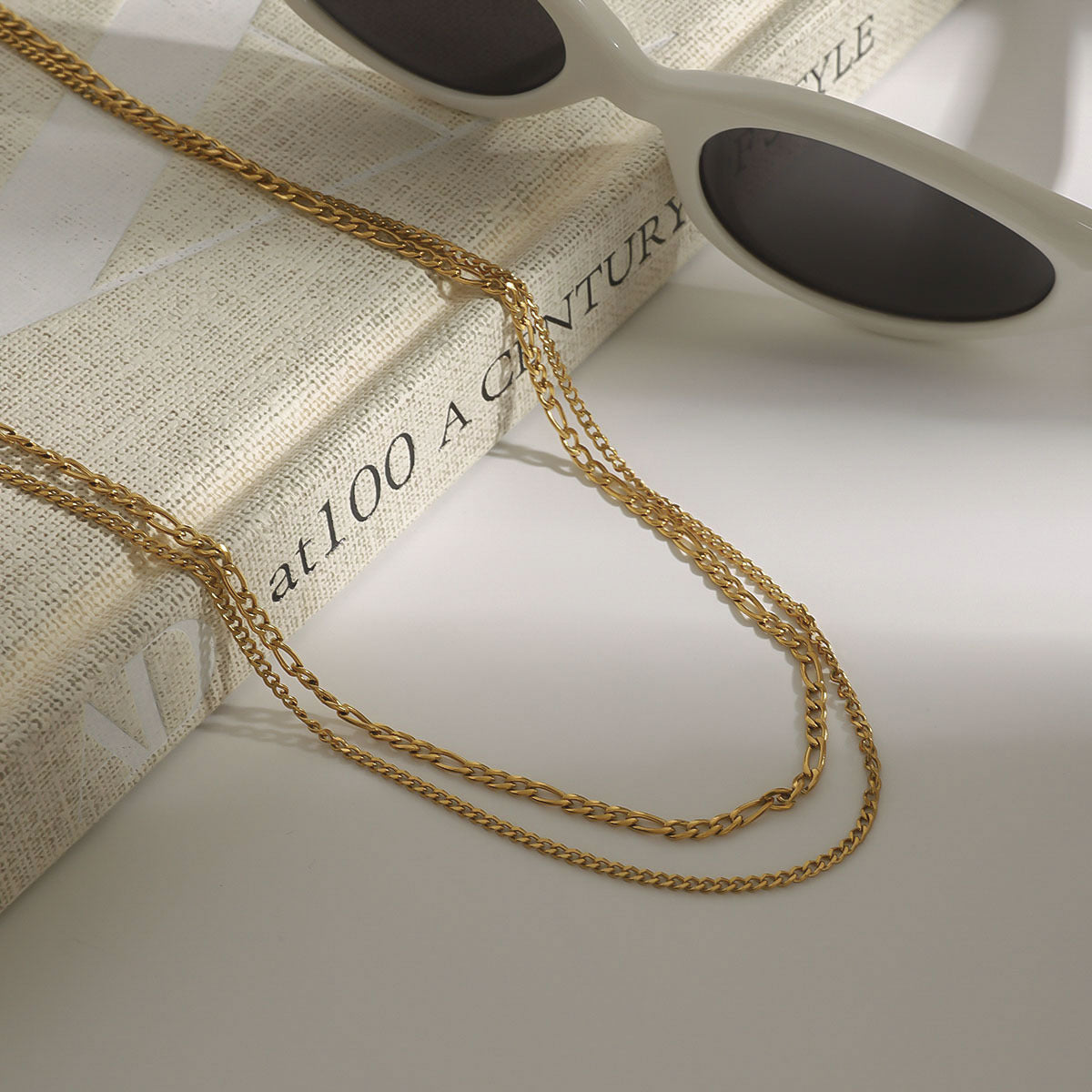 Stainless Steel Double-layer Figaro Chain Necklace