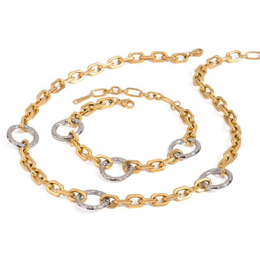 Stainless Steel Cable Chain Necklace Bracelet Set