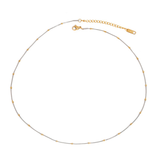 Stainless Steel Beaded Snake Chain Necklace