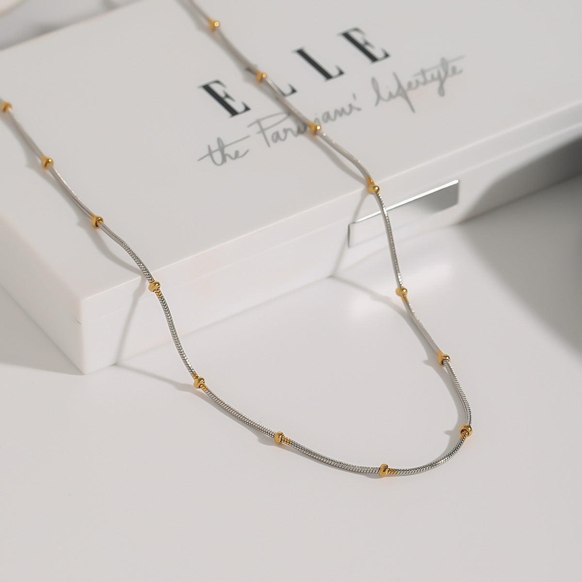 Stainless Steel Beaded Snake Chain Necklace