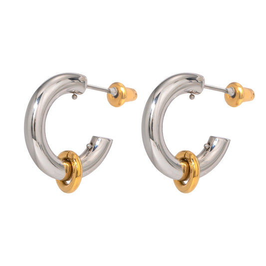Stainless Steel C-shaped Stud Earrings