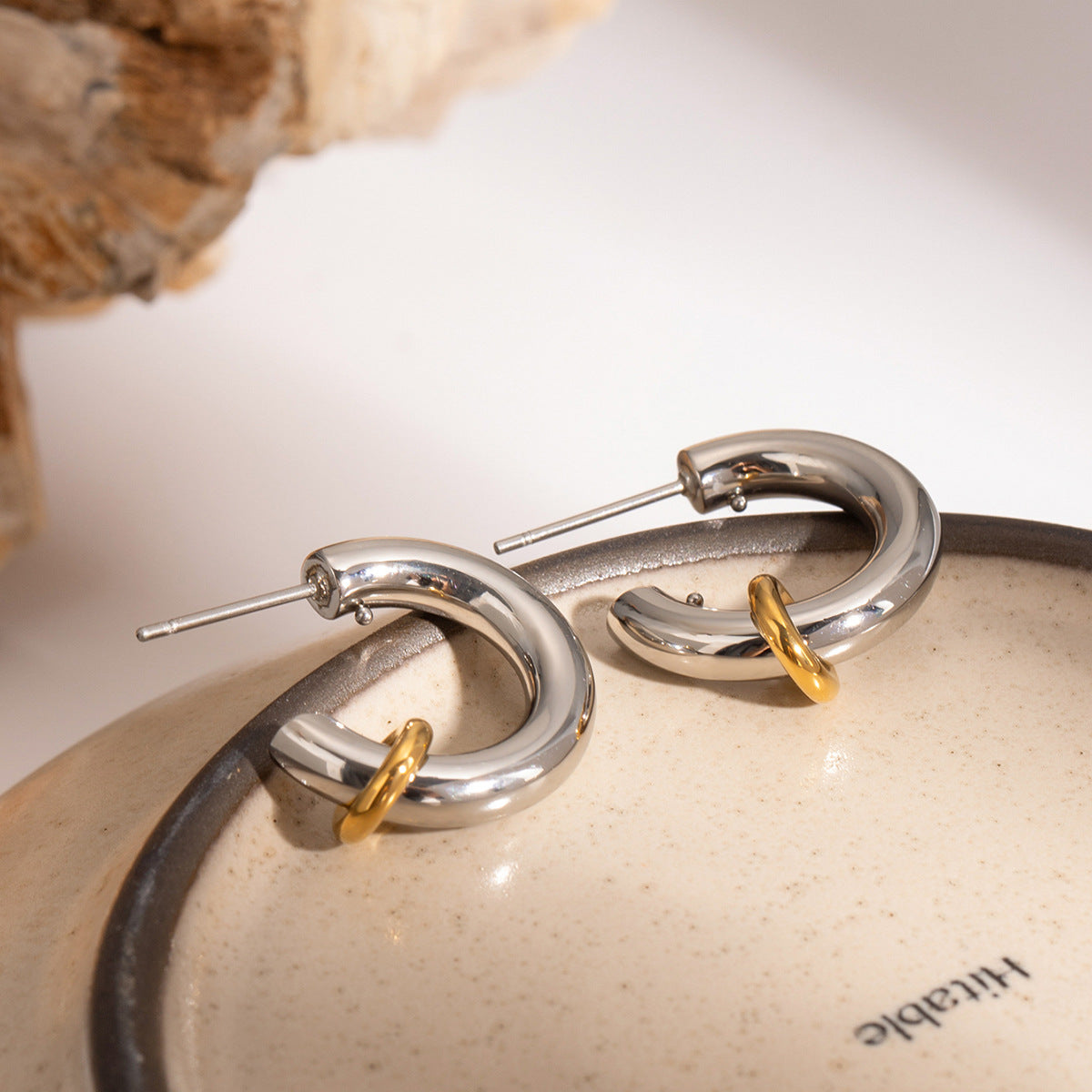Stainless Steel C-shaped Stud Earrings