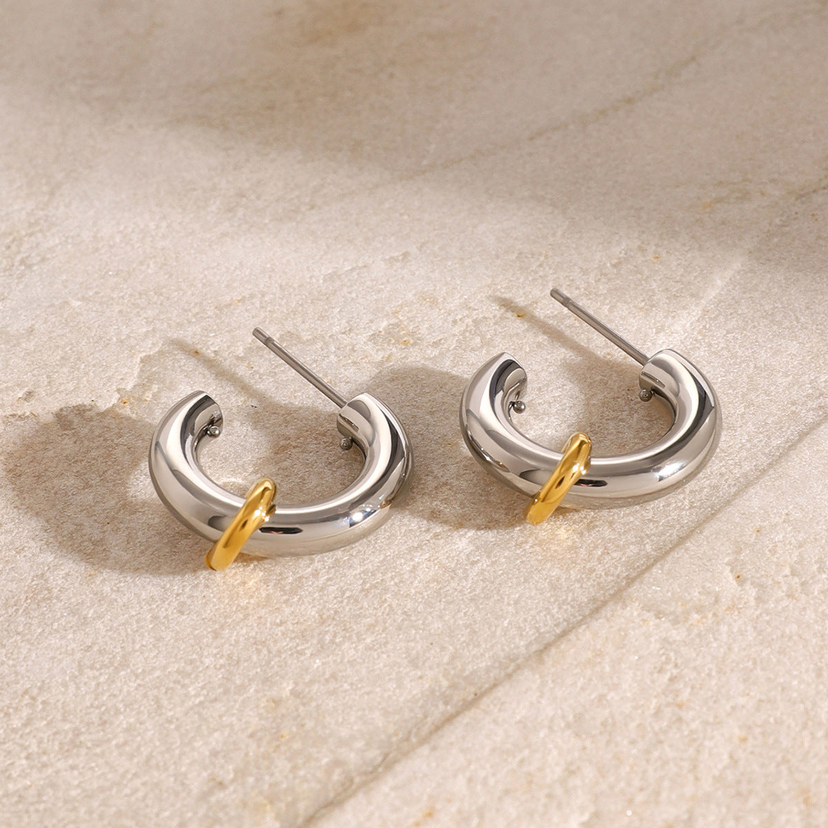 Stainless Steel C-shaped Stud Earrings