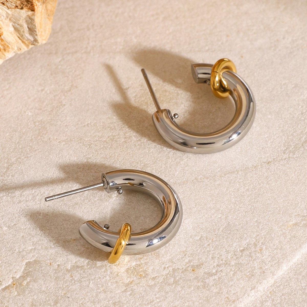 Stainless Steel C-shaped Stud Earrings