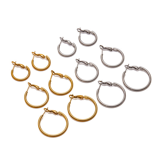 Stainless Steel Glossy Coil Hoop Earrings