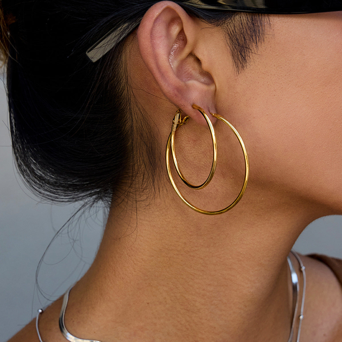 Stainless Steel Glossy Coil Hoop Earrings
