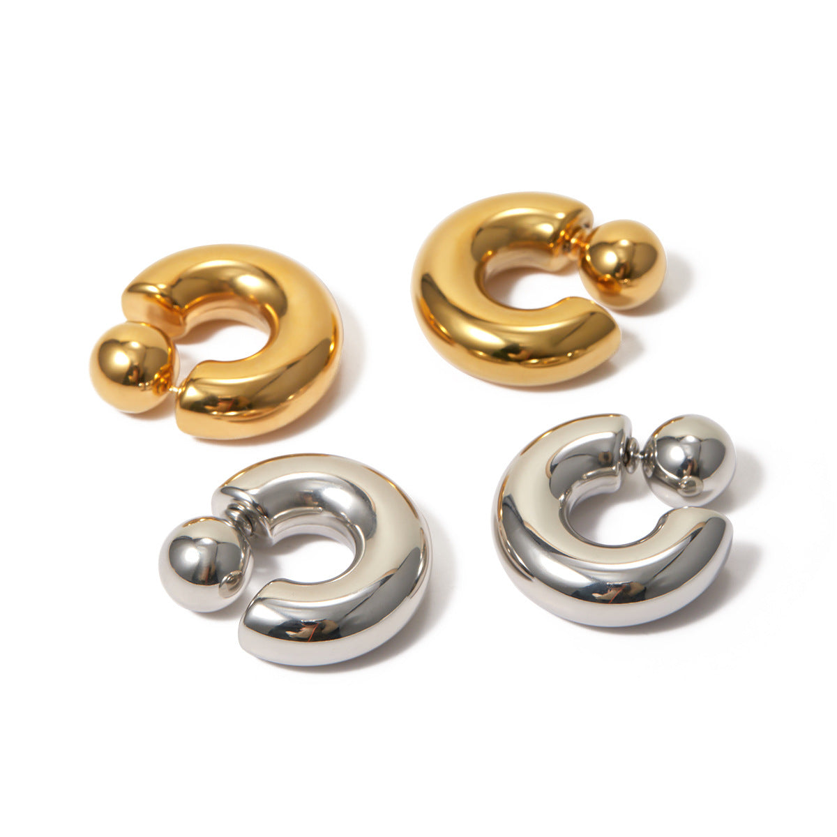 Wear C-shaped Earrings Before and After Stainless Steel