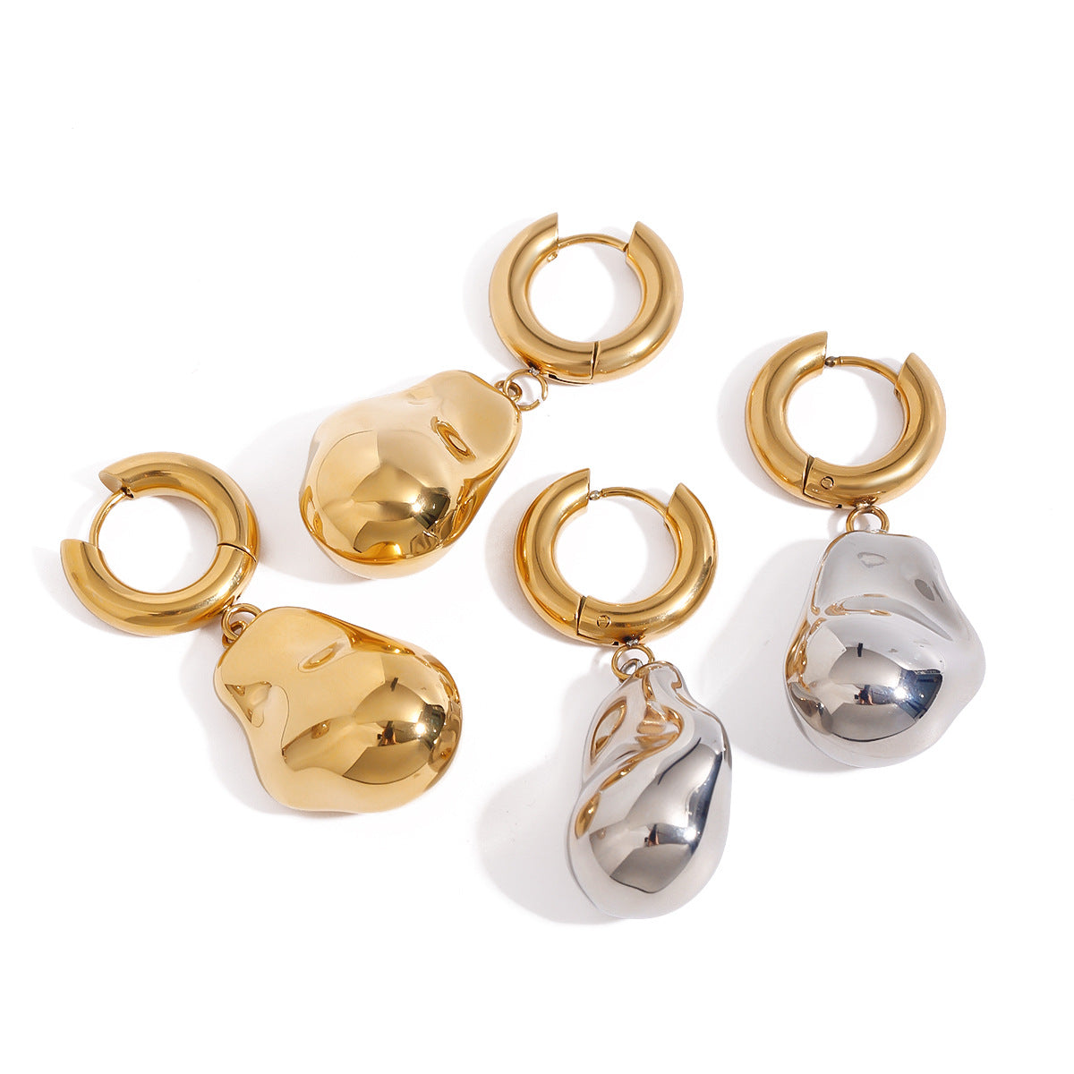 Stainless Steel Round Drop Earrings