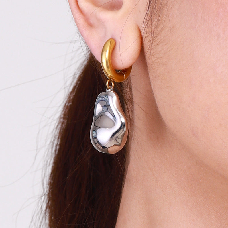 Stainless Steel Round Drop Earrings