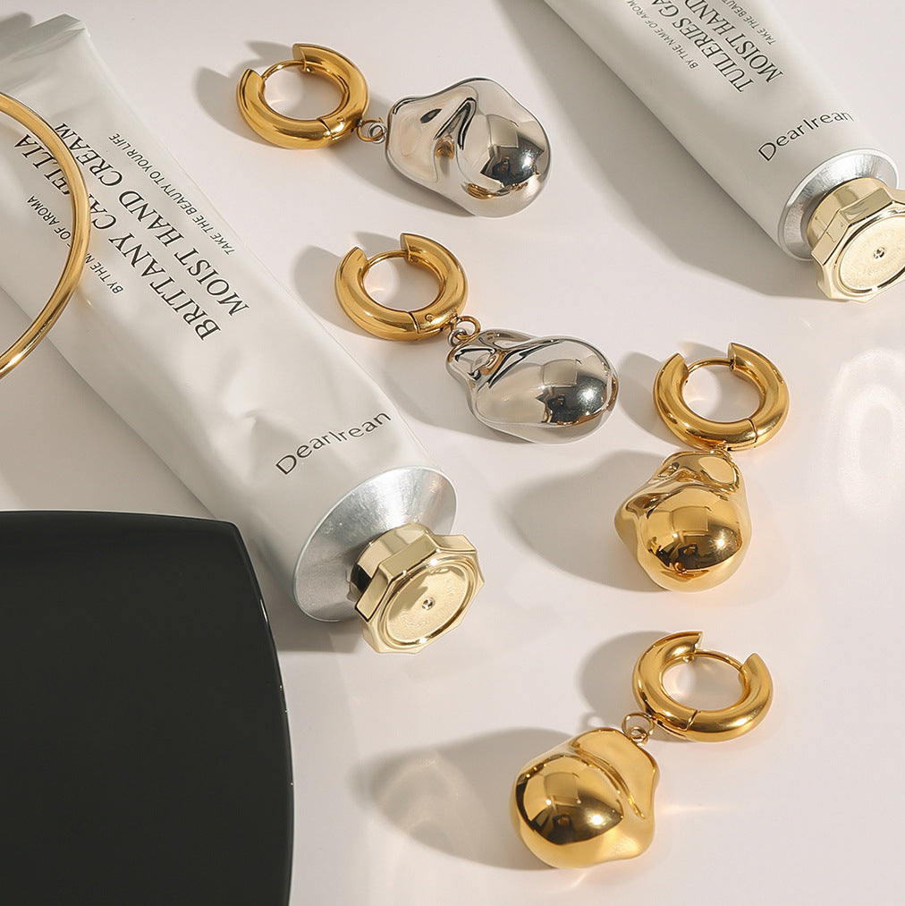 Stainless Steel Round Drop Earrings