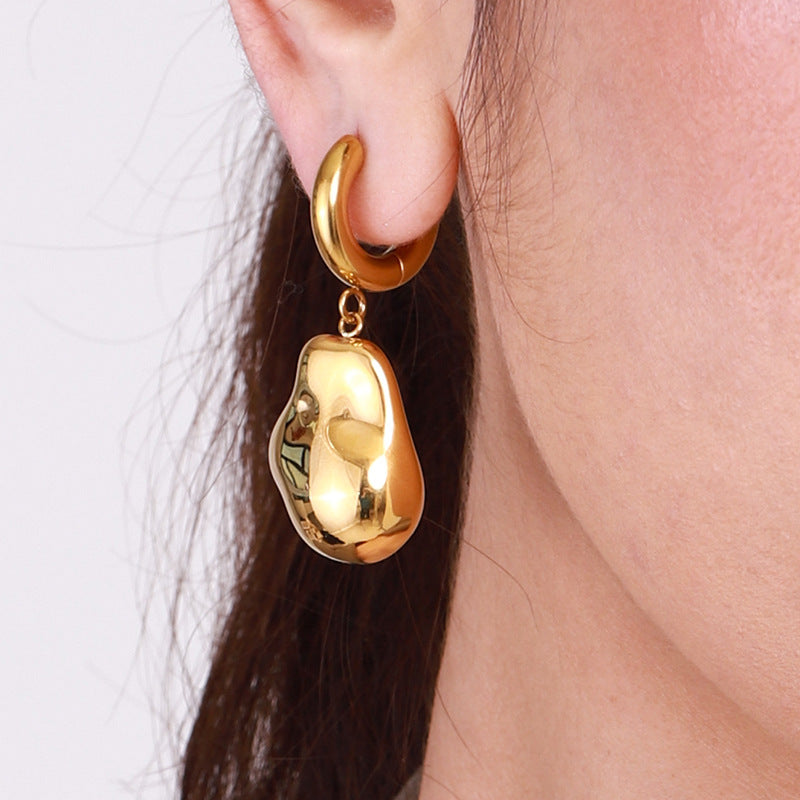 Stainless Steel Round Drop Earrings