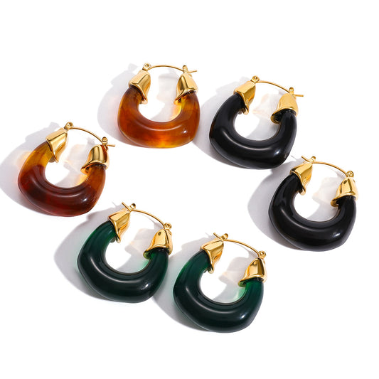 Stainless Steel Resin Bag-shaped Earrings