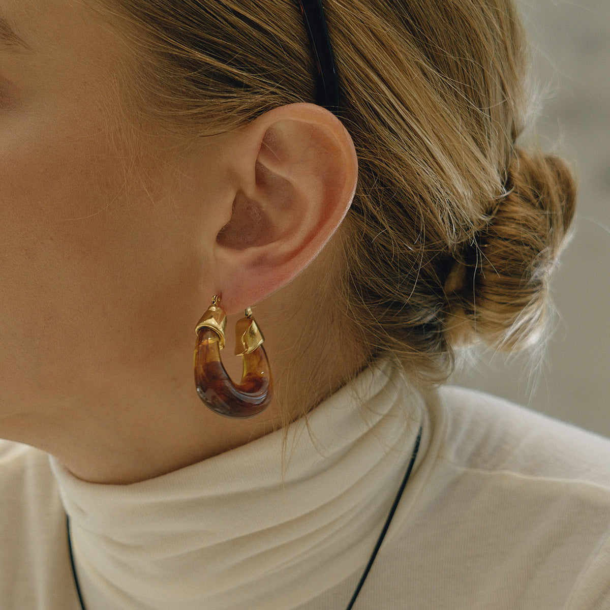 Stainless Steel Resin Bag-shaped Earrings