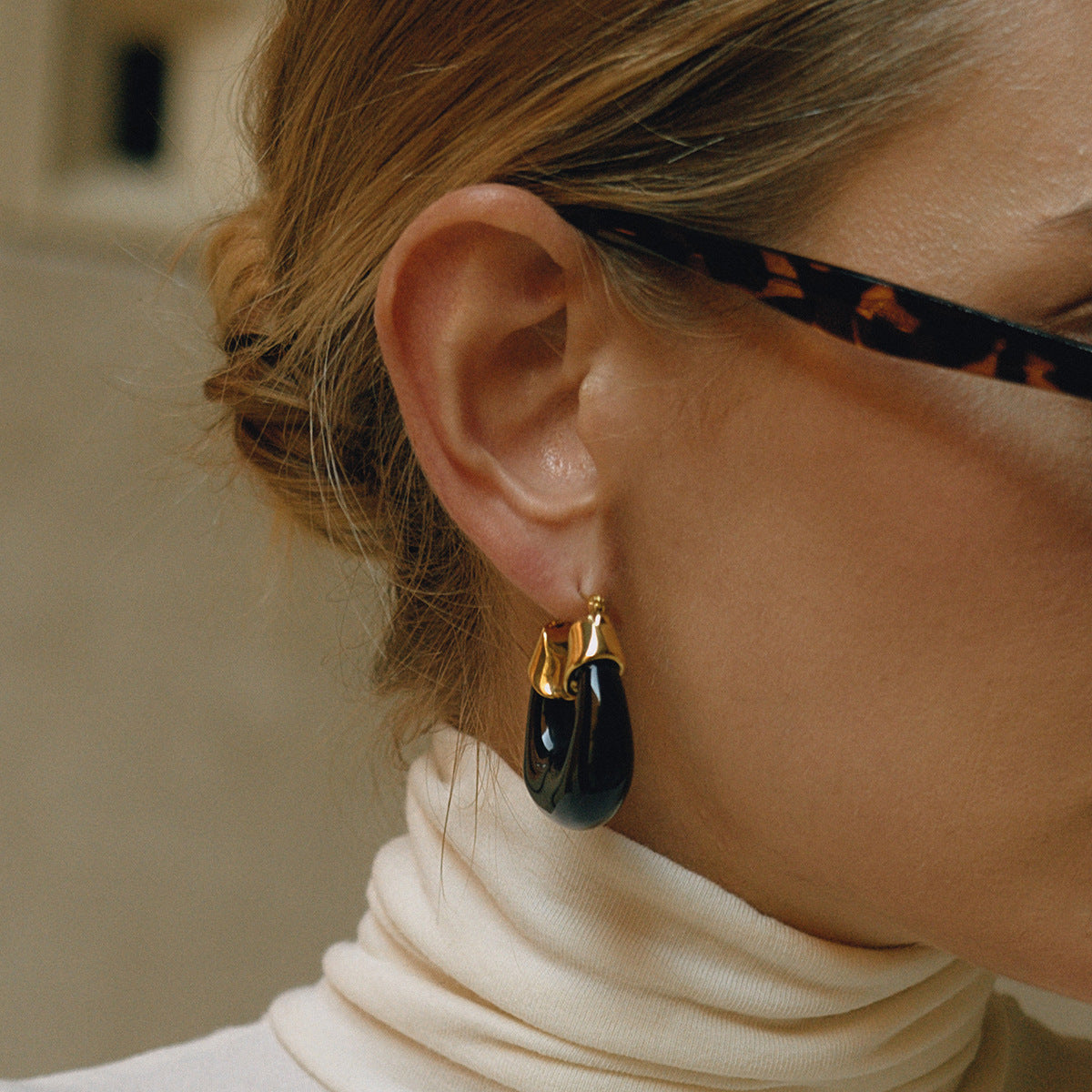 Stainless Steel Resin Bag-shaped Earrings