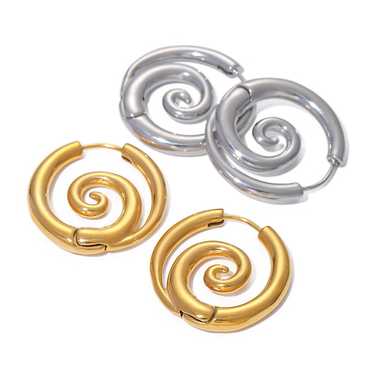Stainless Steel Spiral Hoop Earrings