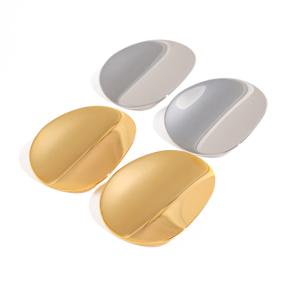 Stainless Steel Glossy Concave Geometric Stud Earrings