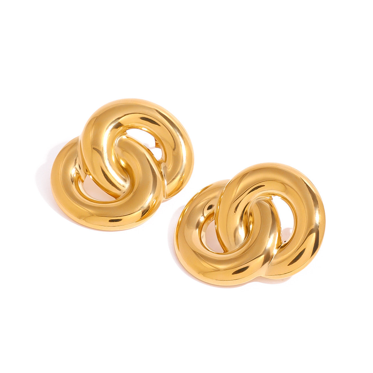 Stainless Steel 18K Gold PVD Double-ring Earrings