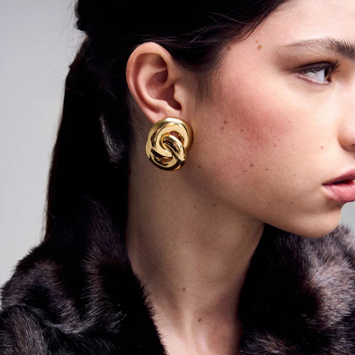 Stainless Steel 18K Gold PVD Double-ring Earrings