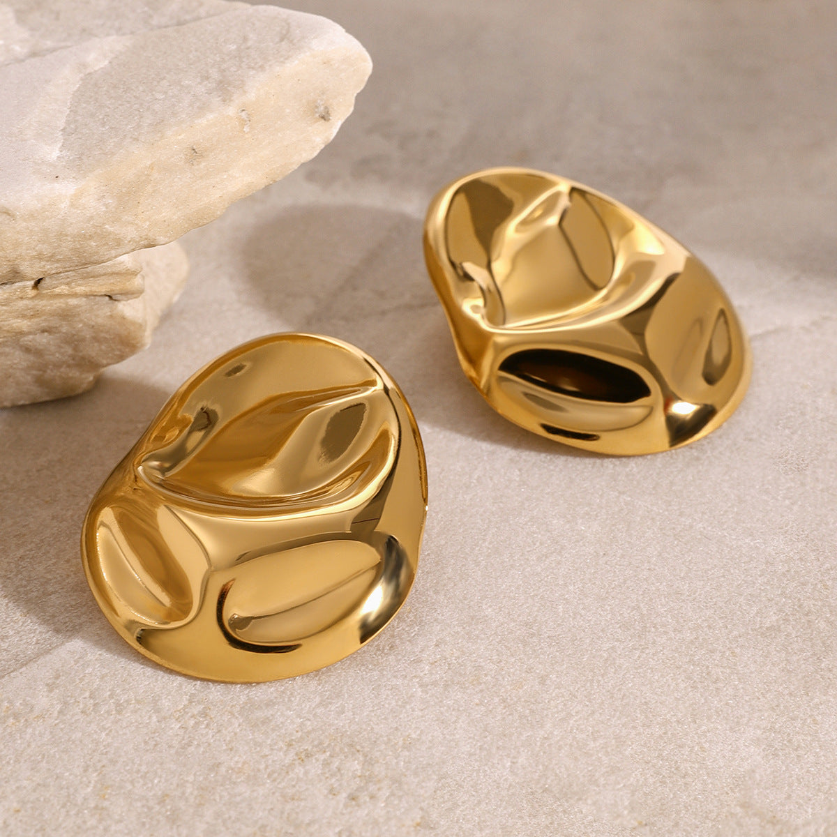 Stainless Steel Hammered Circle Earrings